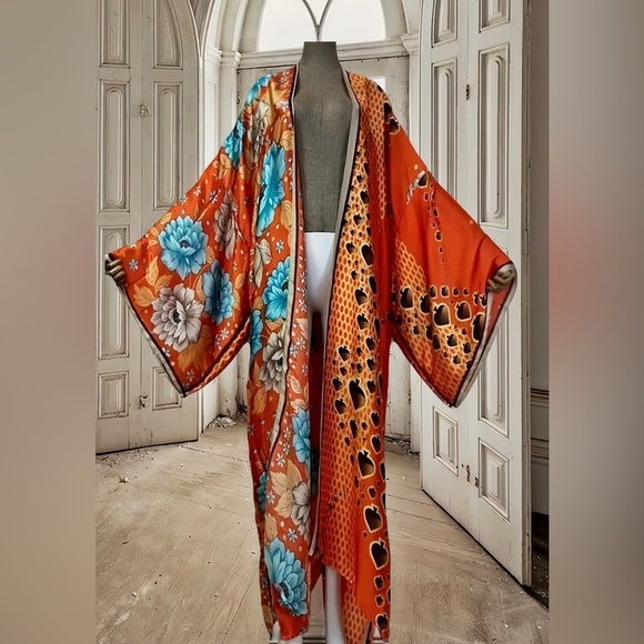 Other - Elegant Bohemian Oversized Kimono Floral Print Cardigan Kaftan Swimsuit Coverup